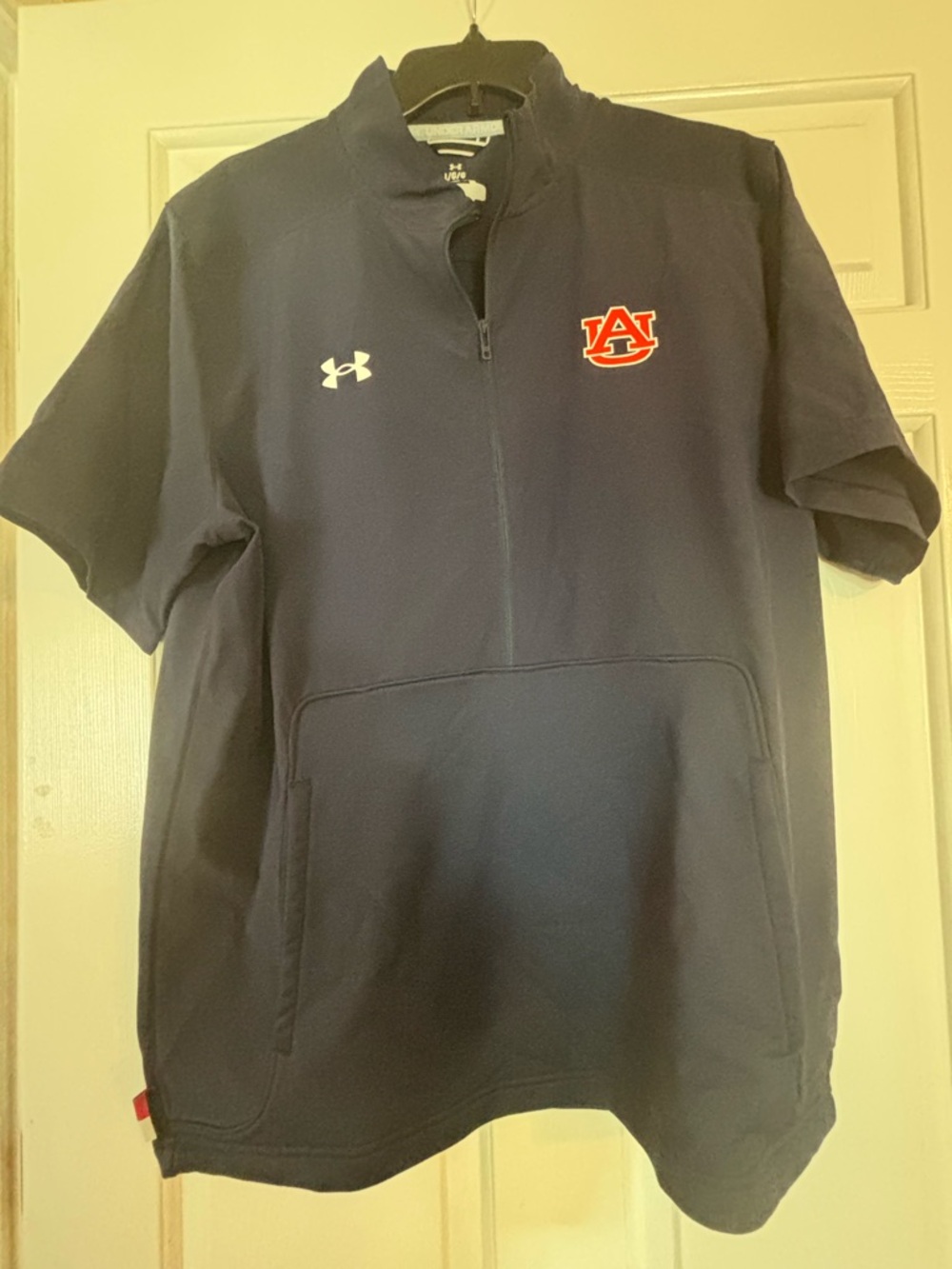 Under Armour Navy Short-Sleeve Auburn AU Quarter-Zip Pullover